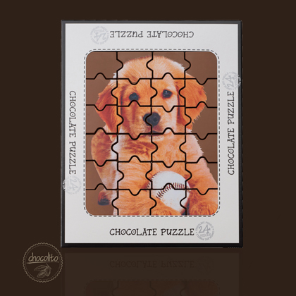 pies z czekolady, czekoladowy piesek, puzzle czekolada, czekoladki dla dzieci, czekoladowy piesek